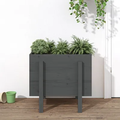 Zdjęcie produktu dla Maison Exclusive – donica na rośliny, szara, 62 x 50 x 57 cm, lite drewno sosnowe