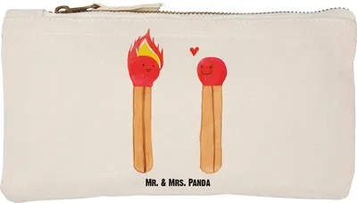 Produktbild von Mr. & Mrs. Panda Federmappe Streichhölzer Größe S Klein - Weiß - Geschenk, Schlampermäppchen, Stoffbeutel, Kulturbeutel, Liebesgeschenk, Liebesbeweis, Freundin, Etui