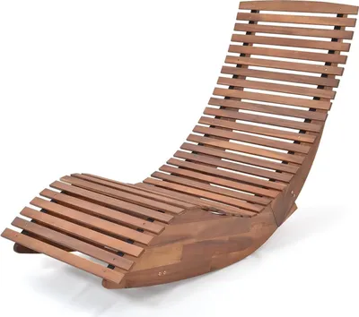 Produktbild von KOMFOTTEU Sonnenliege aus Akazienholz, Gartenliege Wetterfest, Holzliege ergonomisch, Terrassenliege Liegestuhl bis 160 kg belastbar, für Garten,Natur