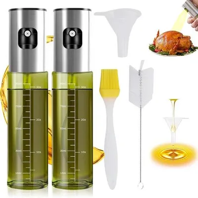 Immagine prodotto di Contenitore per olio, confezione da 2, 100 ml, senza BPA, verde, acciaio inossidabile, cucina