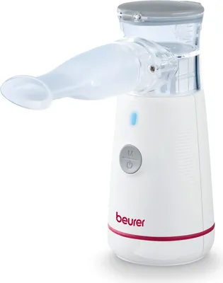 Obrázek produktu pro BEURER IH 47 inhalátor (Pro léčbu horních a dolních cest dýchacích, rychlá a účinná inhalace, velikost částic (MMAD): 3,43 µm, vysoký nebulizační výkon, síťový nebulizátor s nádobkou na léky, náustek, maska pro dospělé, K, barva: bílá