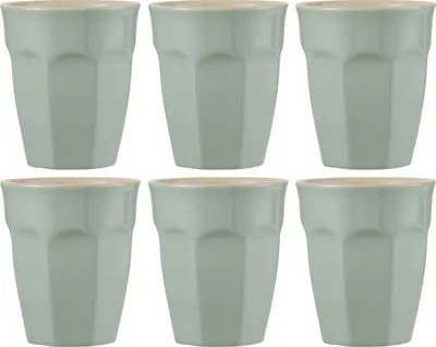 Produktbild von 6er Set Cafe Latte Becher Mynte Green Tea grün für 200ml Steingut Ib Laursen