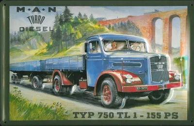 Produktbild von Blechschild MAN Turbo Diesel Typ 750 LKW Nostalgieschild Schild