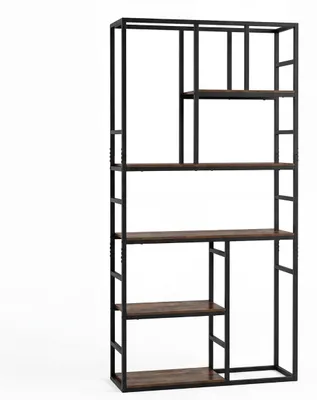 Obrázek produktu pro 5patrová geometrická knihovna s kovovým rámem, bílo-zlatá