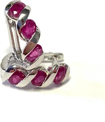 Produktbild von Ohrringe elegante Creolen in 585/- Weißgold Rubin oval facettiert