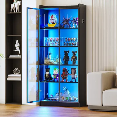 Image de Vitrine avec éclairage LED et capteurs, dimensions 70x165x35 cm, couleur noire