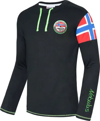 Productafbeelding van Nebulus langarmshirt FRERK, heren, longsleeve, ronde hals, model P4690, heren, zwart-groen, maat L