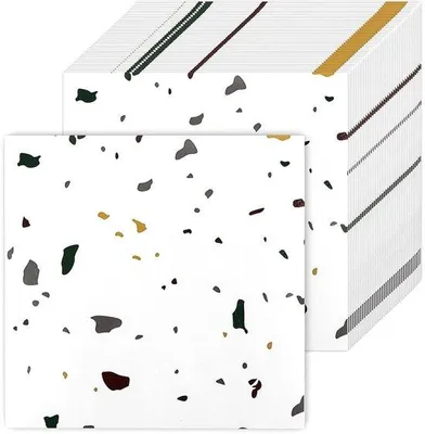 Image de Dalles de sol en PVC, lot de 40, 30 x 30 cm, sol en vinyle autocollant, ensemble de dalles en PVC pour cuisine, salon et salle de bains - Points colorés sur fond blanc