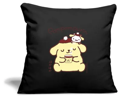 Produktbild von Spreadshirt Pompompurin Trinkt Kaffee Mit Muffin Kissenbezug 45x45 cm, One size, Schwarz