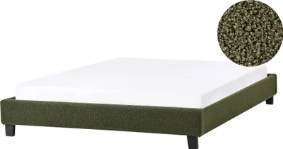 Obrázok produktu pre BELIANI Posteľ čalúnená tmavozelená buklé 140 x 200 cm rám postele s roštom bez čela spálňa moderný minimalistický štýl