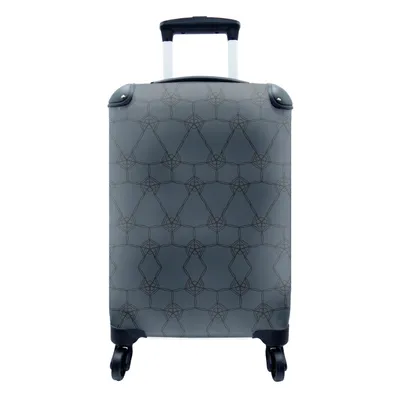 Produktbild von MuchoWow® Koffer Handgepäck Trolley Rollkoffer Kleine Reisekoffer mit 4 Rollen - Muster - Linie - Blau - Schwarz - Cabin Size < 55x40x23 cm & 55x40x20 cm - Fotokoffer - Kabinenkoffer - Boardgepäck - Reise-Box - Reisekoffer - Reisegepäck - Koffer mit Bild - Trolley für Kinder