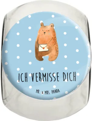 Produktbild von Mr. & Mrs. Panda Kaffeedose Bär Vermissen L 870ml - Blau Pastell - Geschenk, Freundin, Vorratsbehälter, Vorratsglas, Verreist, Liebeskummer, Teddy, Freund, Reise