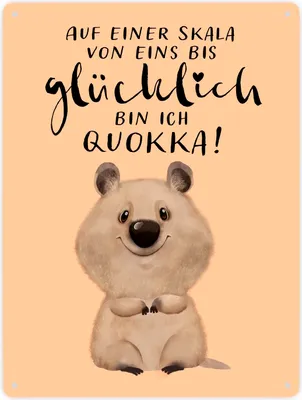 Produktbild von Quokka Metallschild XXL in 28x38 cm mit Spruch Von eins bis glücklich