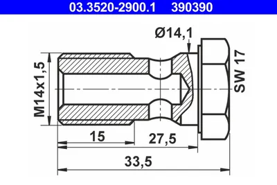 Produktbild von ATE Hohlschraube 03.3520-2900.1