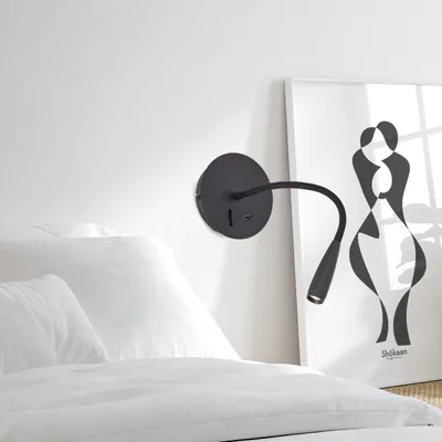 Produktbild von BRILLIANT Jutta LED Wandspot mit Flexarm und Schalter sand schwarz USB