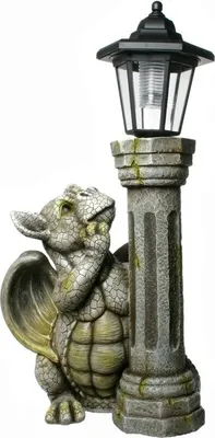 Produktbild von Drache mit LED Solarlaterne für Garten und Terrasse 45cm Figur