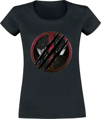 Produktbild von Deadpool T-Shirt Damen 3 - Logo schwarz Fan-Merch, Filme 100% Baumwolle L