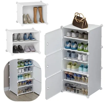 Produktbild von Kleiderschrank-Schuhschrank, modularer Kleiderschrank-Regalorganizer mit 6 Regalböden