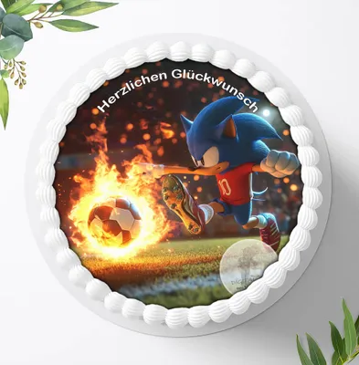 Produktbild von Für die Geburtstags Torte ein Tortenaufleger, Zuckerbild mit dem Motiv: Fußball, Essbares Foto für Torten, Fondant, Ø 20cm, 2209z