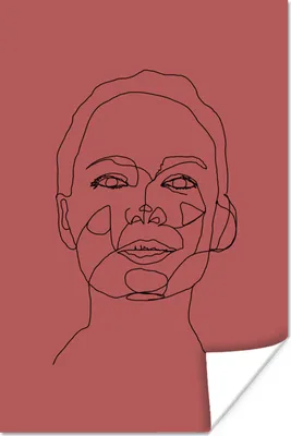 Produktbild von MuchoWow® Poster Linienkunst - Frau - Minimalismus 80x120 cm - Papierdruck