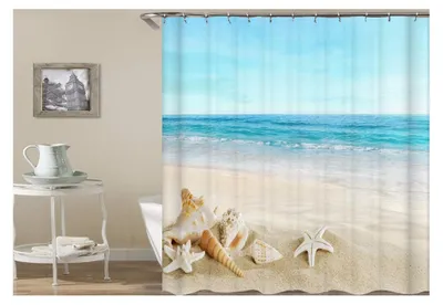Immagine prodotto di Tenda da doccia in poliestere con motivo a onde marine - 165x180 cm