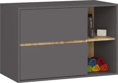 Produktbild von Hängender Waschbeckenunterschrank VAMI Graphitgrau, Artisan Eiche 90x60x45,5 cm