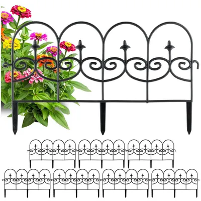 Produktbild von Vilde | Beeteinfassung - 8er Set - 59,5x24 cm - Witterungsbeständig - Kunststoff - Gartenzaun Schwarz