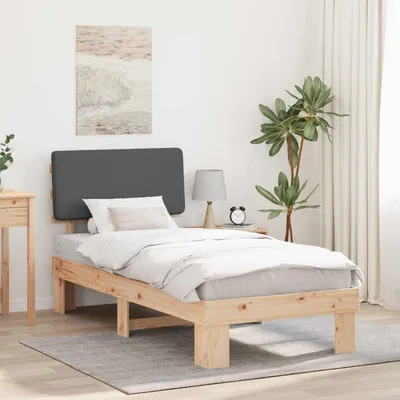 Image de Maison Exclusive - Sommier avec tête de lit rembourrée Gris foncé 90 x 190 cm