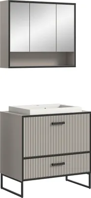 Zdjęcie produktu dla Bagno zestaw mebli łazienkowych 2 elementy z umywalką jasnoszary, kremowy.