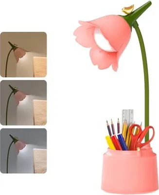 Produktbild von Kinderschreiberlampe: 3 Farbtemperaturen dimmbare LED -Tischlampenhalter, Berührungssensor und flexibler Arm, USB -wiederaufladbare Lampe, Nachtlesen,