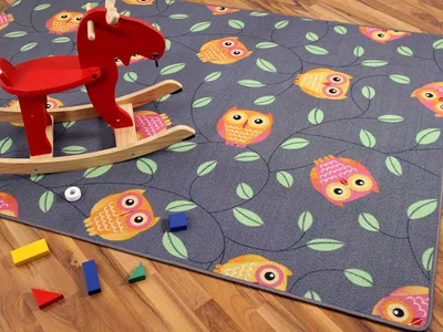 Produktbild von Kinder Spielteppich Eule Grau in 24 Größen, Größe:400x500 cm