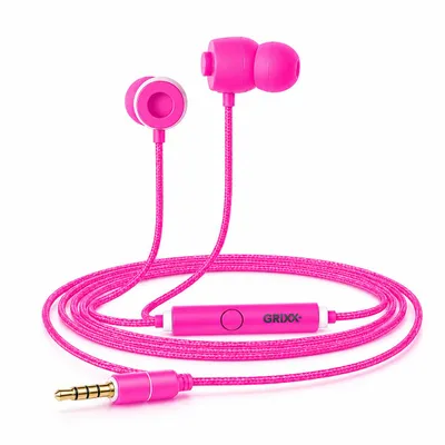 Productafbeelding van Grixx in-earkoptelefoon bedraad 3,5 mm jack met microfoon roze