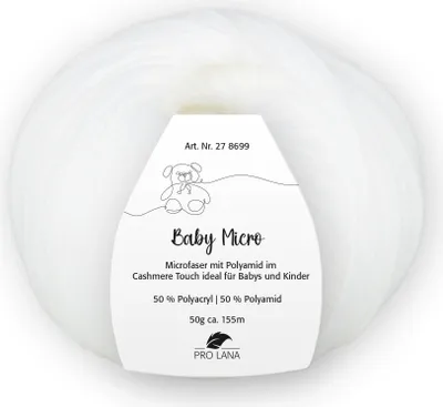 Produktbild von Pro Lana Baby Micro Garn super weich – 50% Polyacryl & 50% Polyamid,  , ideal für Babydecken & Babykleidung 01 weiß