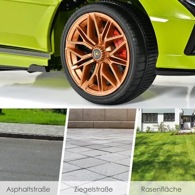 Zdjęcie produktu dla Samochód elektryczny dla dzieci Lamborghini 12 V z pilotem 2,4G Samochód dziecięcy 3-5 km/h z MP3 zielony