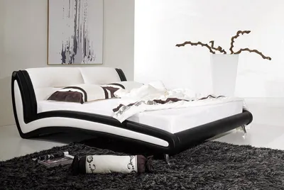 Produktbild von Designer Bett Betten Ehebett Doppelbett Polsterbett Schlafzimmer Lederbett