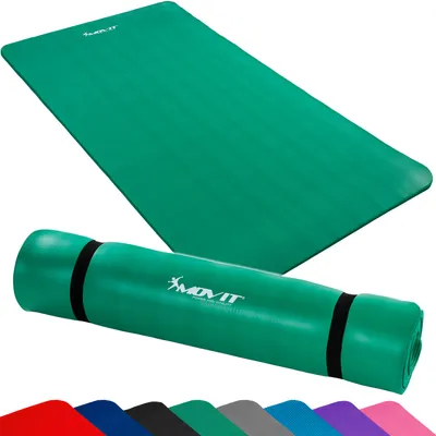 Produktbild von MOVIT Gymnastikmatte Pilates, Gymnastik, Yoga, Matte - hautfreundlich und , Yogamatte für Zuhause oder Unterwegs - 190x100x1,5cm, Grün