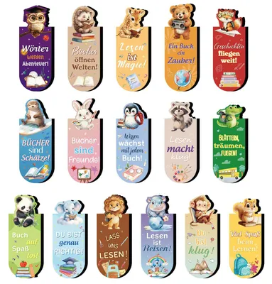 Productafbeelding van 16 Magnetische Lesezeichen met Dieren voor Kinderen