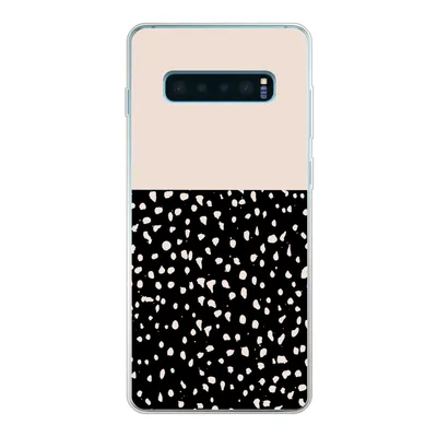 Produktbild von MuchoWow® Handyhülle Schutzhülle Hülle für Samsung Galaxy S10 Plus Polka dots - Beige - Schwarz Silikon Softcase Handy Hülle - Schutzhülle