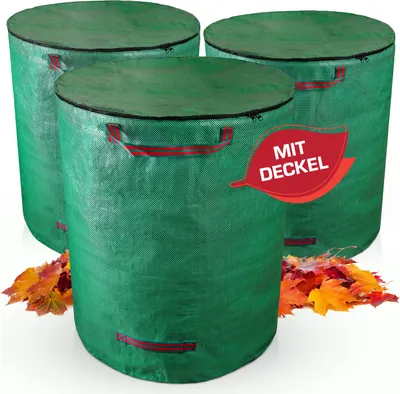 Produktbild von 3er Set 272 L Gartensack mit Deckel verschließbar