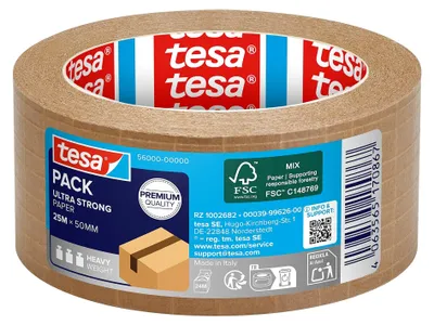 Produktbild von TESA 56000, Braun, Verpackung, Kautschuk, weich, 25 m, 50 mm