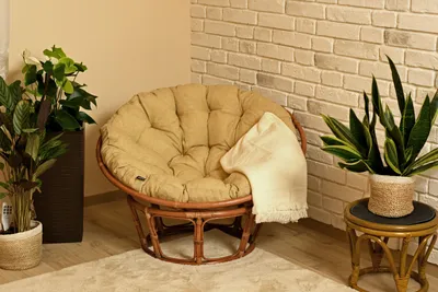 Produktbild von AMPO Sitzkissen Papasan Rattan Kissen Auflage für Hängesessel Hängeei Schaukel 110 cm