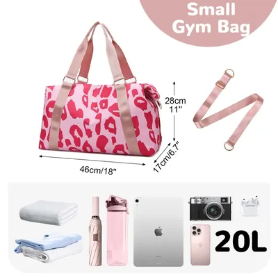 Productafbeelding van Sporttas 20 l, roze, met natte zak en trolleymouw, voor reizen