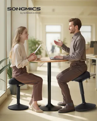 Produktbild von Ergonomischer Balancehocker - Stehstuhl/Aktivhocker - Schwingeffekt - Höhenverstellbar 48–65,5 cm - Rutschfeste Basis - Montage erforderlich - Schwarz