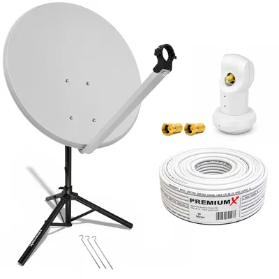 Produktbild von PremiumX SAT Anlage 80cm Antenne Single LNB Kabel 2x F-Stecker Stativ