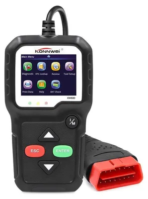 Produktbild von OBD2-Diagnose KONNWEI KW680, Schwarz, Fehleranzeige + Beschreibung, Zurücksetzen, Live-Daten, ELM 327 OBDII