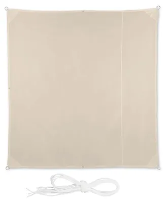 Image de Tente d'ombrage carrée Relaxdays, hydrofuge, protection UV, avec cordes de tension, pour terrasse ou balcon, L x P 2 x 2 m, beige