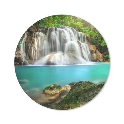 Produktbild von MuchoWow® Mauspad Mousepad Wald - Wasserfall - Natur 40x40 cm - Mousepads - Maus Mat - Pad - Mausunterlage - Schreibtisch Accessoires