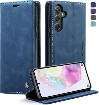 Zdjęcie produktu dla Samsung Galaxy A35 5G Cover Premium Leather Flip Case Flip Case Blue
