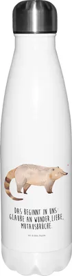Produktbild von Mr. & Mrs. Panda Wasserflasche Nasenbaer - Weiß - Geschenk, Nasenbären, Trinkflasche, trinkflaschen, Nasenbär, Lustige Sprüche, thermosflaschen, thermobehälter, Rüsselbär
