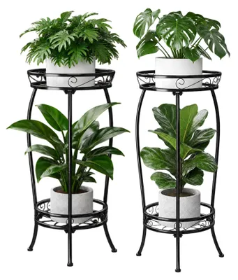 Image de Support pour plantes en métal, 2 niveaux, lot de 2, pour intérieur